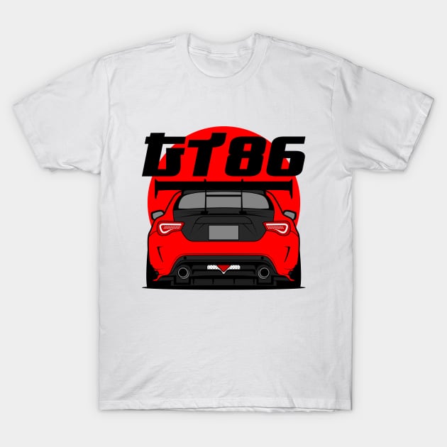 Tuned GT86 Rear Red T-Shirt by GoldenTuners